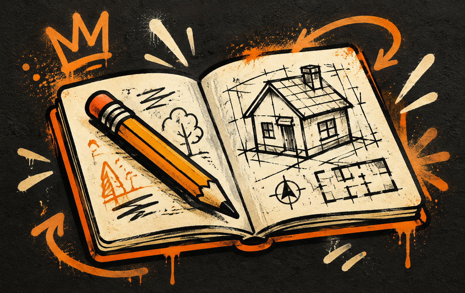 Hand-drawn illustration of an open toolbox with a checklist